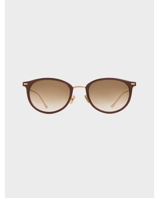Charles & Keith Natural Minnow Metal-Rim Round Sunglasses