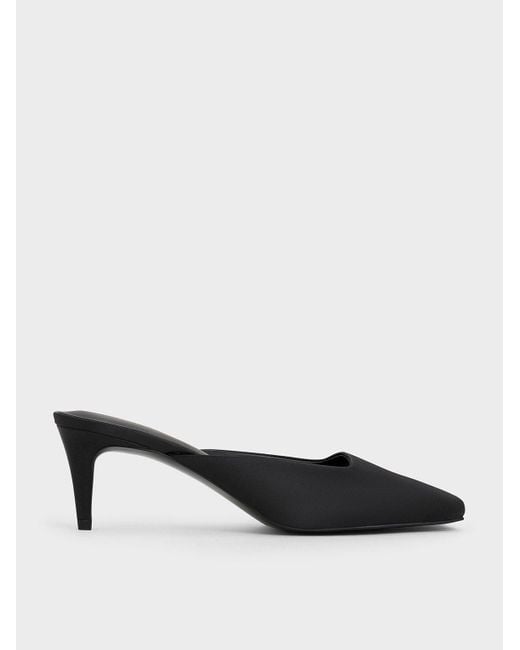 Charles & Keith Multicolor Satin Square-toe Blade-heel Mules