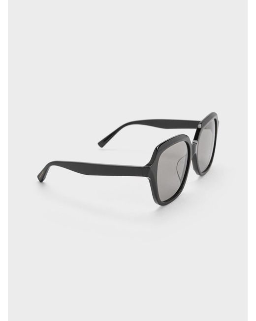 Charles & Keith Gray Recycled Acetate Wide-square Sunglasses