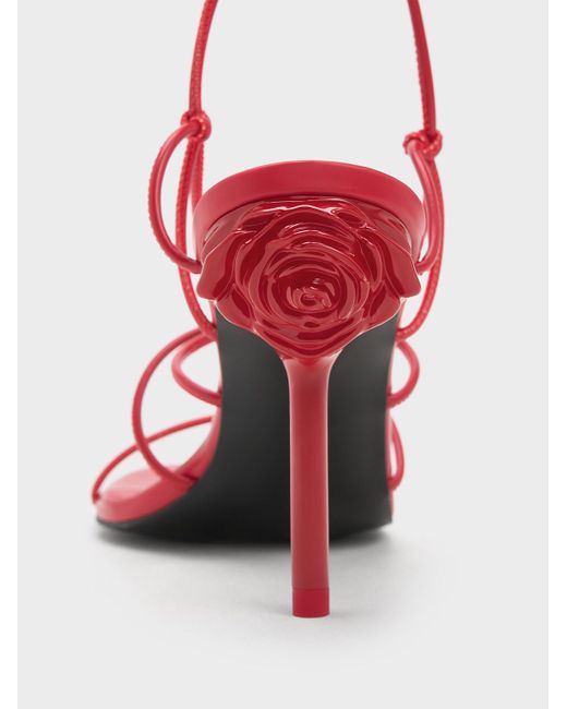 Charles & Keith Pink Flor Rose-heel Strappy Sandals