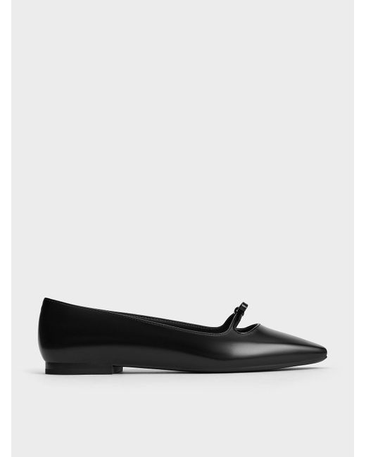 Charles & Keith White Bow Square-Toe Ballet Flats