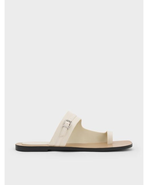 Charles & Keith White Buckled Toe-Ring Sandals