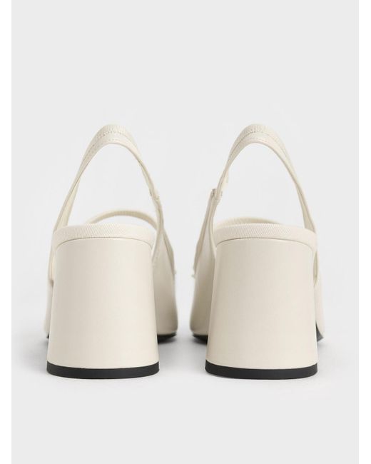 Charles & Keith Natural Two-tone Bow Slingback Pumps