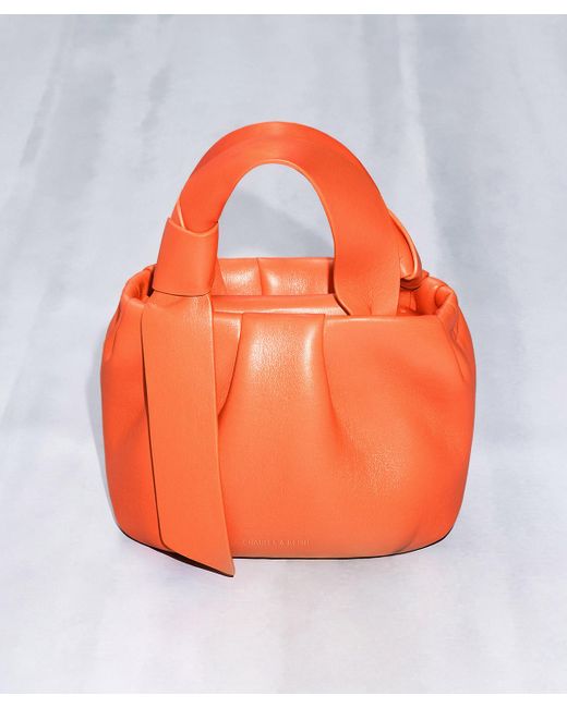 Charles & Keith Orange Toni Knotted Ruched Bag