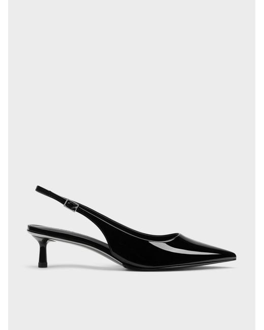 Charles & Keith Multicolor Curtis Patent Slingback Kitten Heels