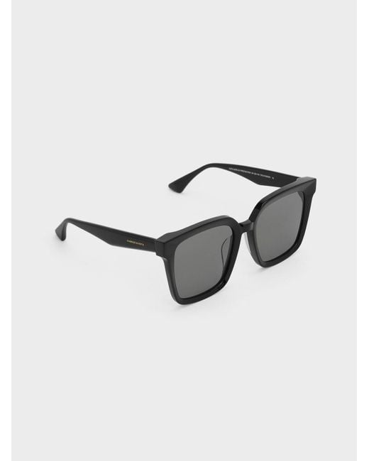 Charles & Keith Gray Recycled Acetate Classic Square Sunglasses