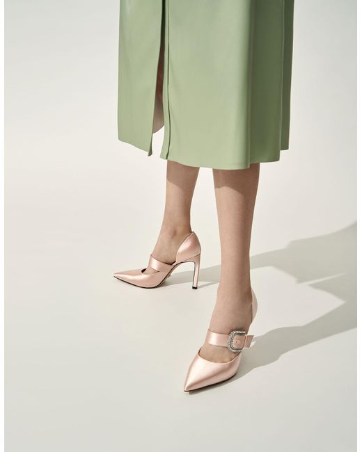 & Keith Wedding Collection: Satin Embellished-buckle Pumps in Pink Lyst