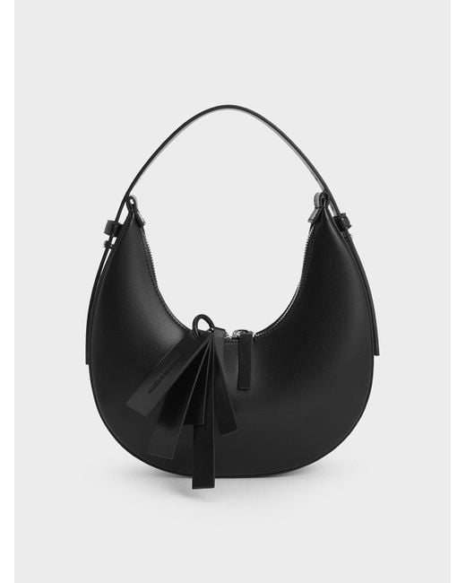 ★CHARLES&KEITH★Cockade Crescent Hobo Bag/送料込 Charles & Keith Carey Crescent Hobo Bag in Black | Lyst