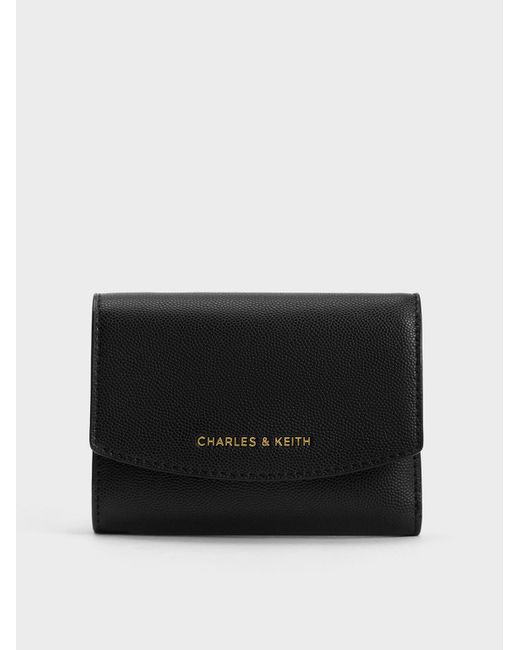 Charles & Keith Black Curved Front Flap Wallet