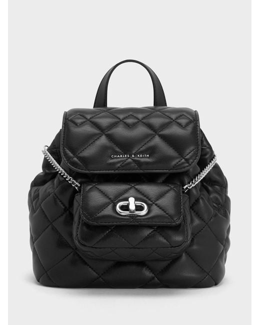 Charles & Keith Black Aubrielle Quilted Backpack