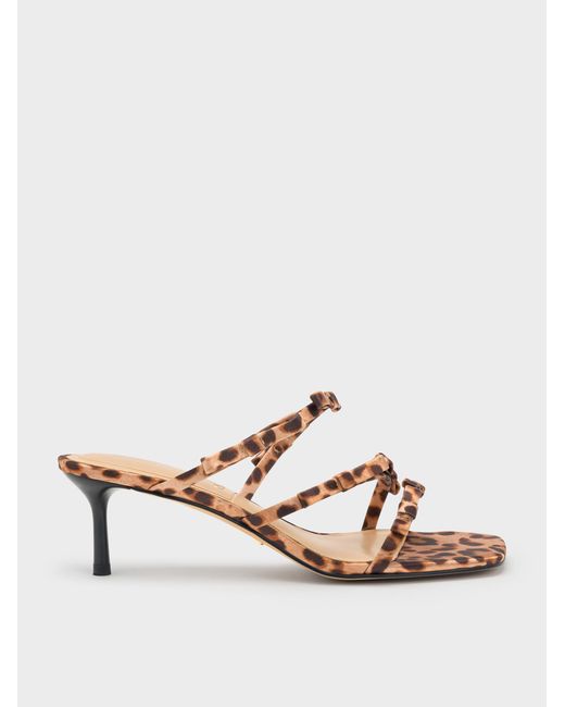 Charles & Keith Multicolor Jessy Leopard-Print Bow Heeled Sandals