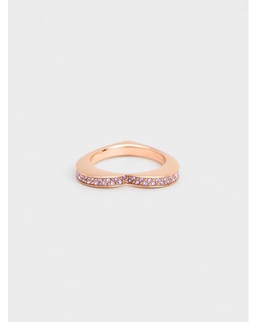 Charles & Keith Pink Malorie Crystal Heart Ring