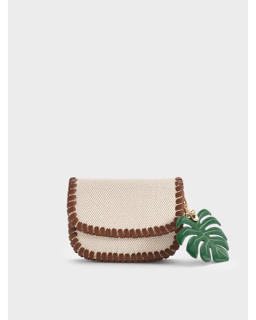 Charles & Keith Blue Blume Canvas Braided Chain-handle Wallet