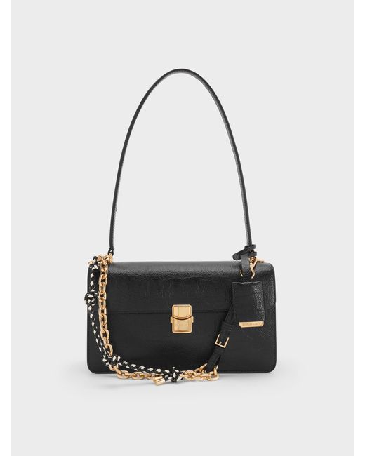 Charles & Keith White Acelynn Rope-Chain Shoulder Bag