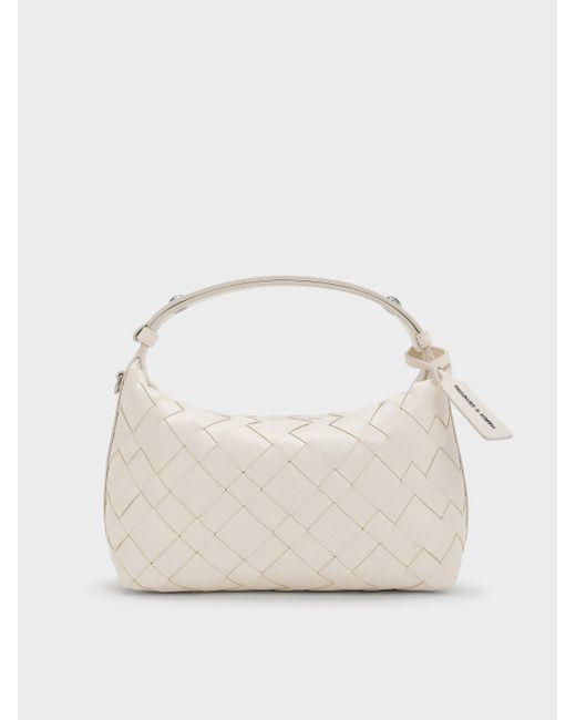 Charles & Keith White Ivette Woven Shoulder Bag