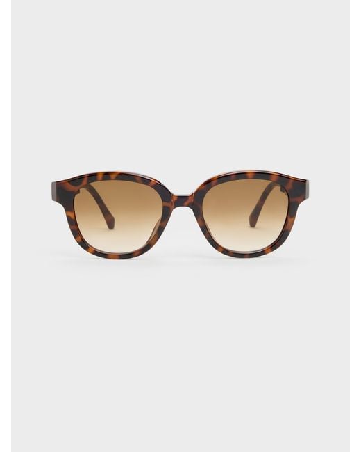 Charles & Keith Natural Brea Round Sunglasses