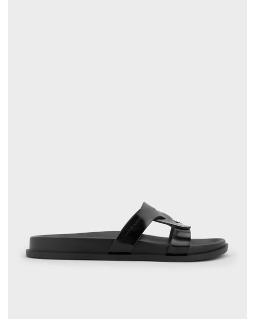 Charles & Keith White Fannie Interwoven Cut-Out Slide Sandals