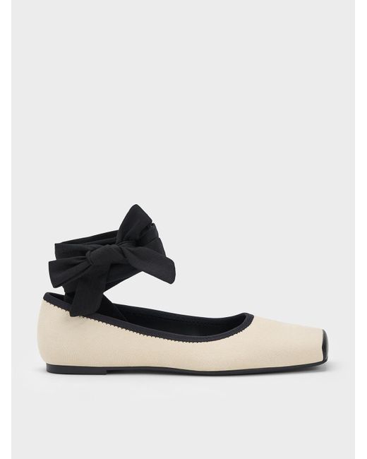 Charles Keith Tie around Canvas Ballerina Flats in White Lyst