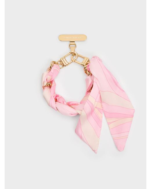 Charles & Keith Pink Swirl-Scarf Chain Bag Strap