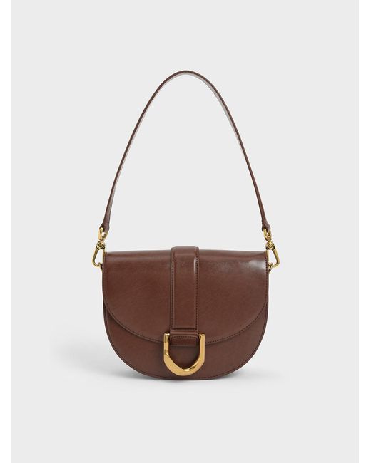 Charles & Keith White Gabine Saddle Bag