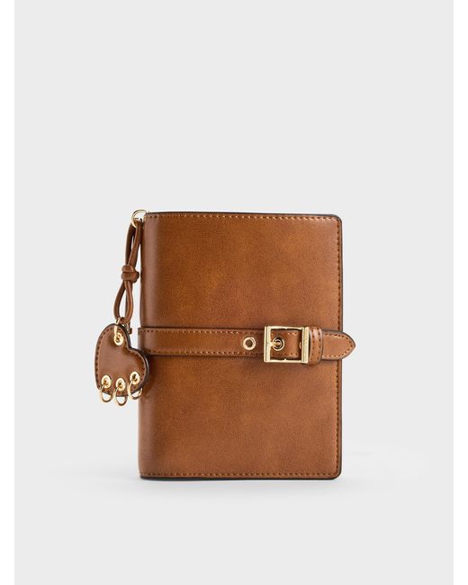 Charles & Keith Brown Rey Heart Belted Passport Holder