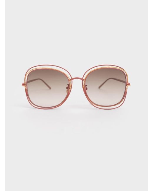 Charles & Keith Cut-out Frame Metallic-rimmed Butterfly Sunglasses in ...