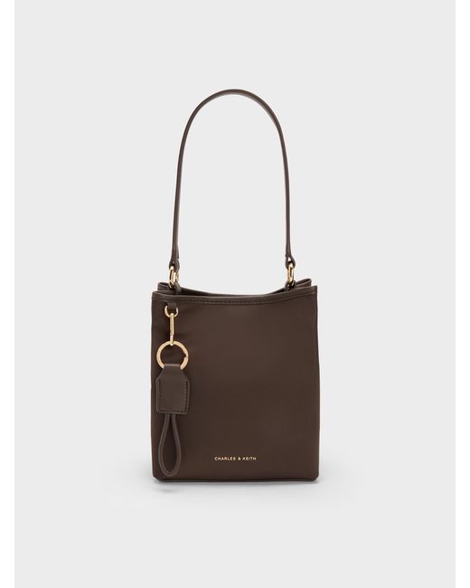 Charles & Keith White Levy Nylon Bucket Bag