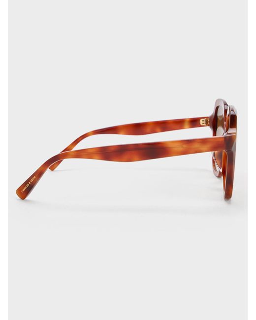 Charles & Keith Natural Tortoiseshell Recycled Acetate Wide-square Sunglasses