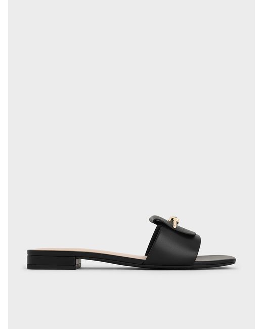 Charles & Keith White Knotted Accent Slide Sandals