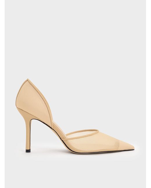 Charles & Keith Natural Mesh Pointed-Toe D'Orsay Pumps