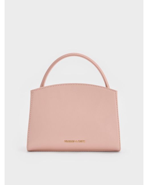 Charles & Keith Pink Aubrielle Checkered Top Handle Bag