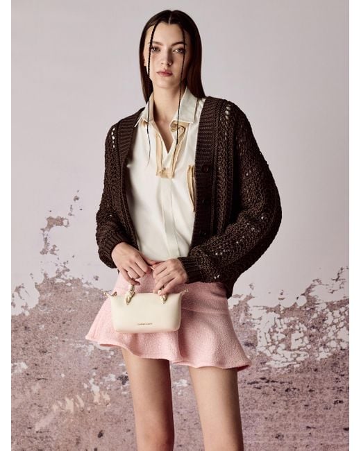 Charles & Keith Natural Sammie Knotted-Handle Tote Bag