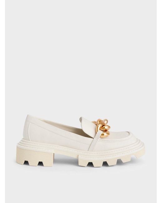 Charles & Keith Multicolor Perline Chunky Chain Loafers