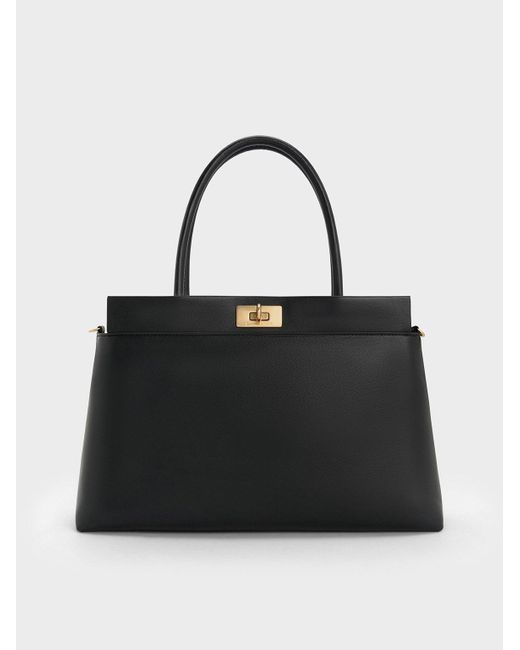 Charles & Keith Black Lennie Top Handle Satchel Bag