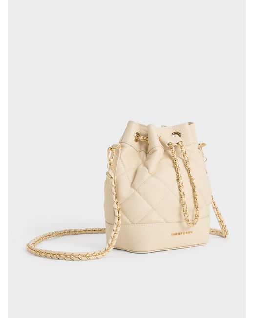 Charles & Keith Natural Quilted Two-way Bucket Bag