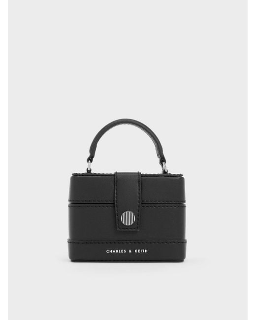 Charles & Keith Black Mini Bronte Contrast Trim Top Handle Bag