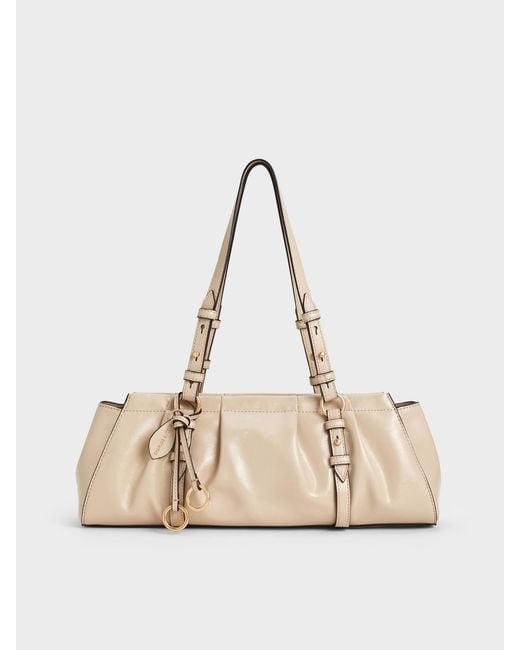 Charles & Keith Natural Britton Elongated Shoulder Bag