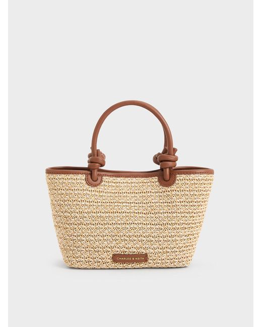 Charles & Keith Multicolor Sabine Raffia Knotted-handle Tote Bag