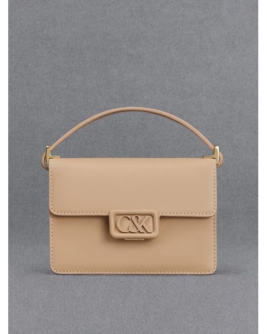 Charles & Keith Gray Leather Boxy Bag