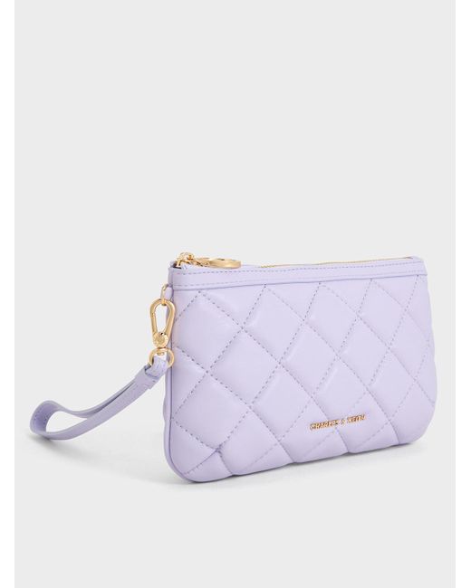 Charles & Keith Purple Cressida Quilted Wristlet