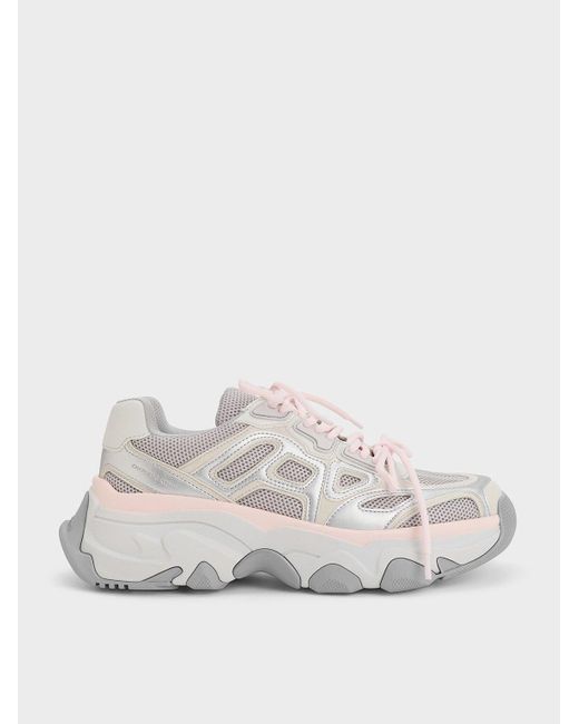 Charles & Keith Natural Gaskell Mesh Chunky Sneakers