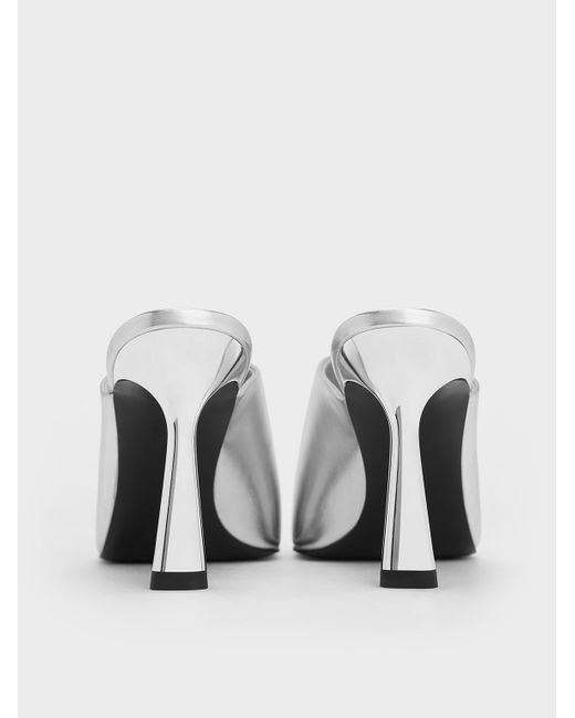 Charles & Keith White Metallic High-vamp Pointed-toe Heeled Mules