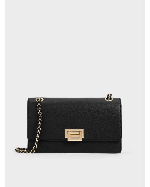 Charles & Keith Black Everline Braided-strap Shoulder Bag