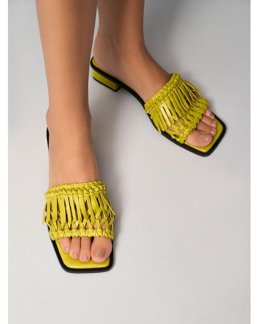 yellow fringe sandals