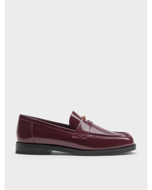 Charles & Keith Purple Georgina Leather Penny Loafers