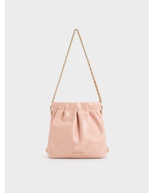 Charles & Keith Pink Duo Chain-handle Two-way Backpack