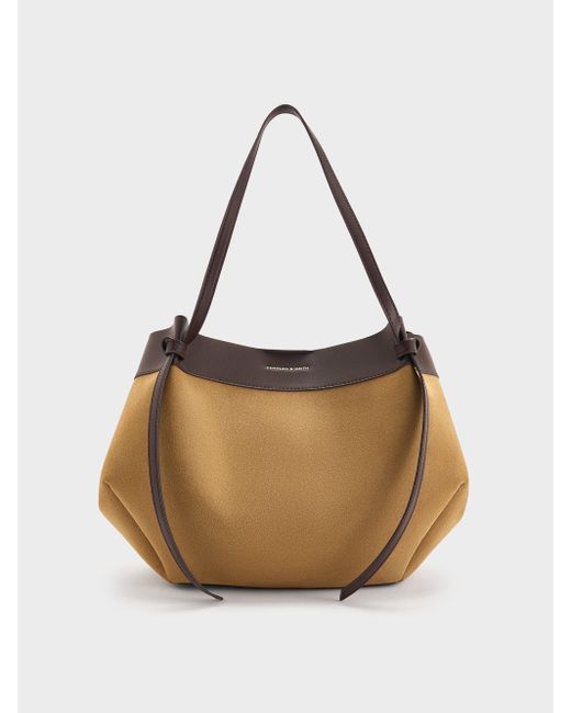 Charles & Keith White Calla Suede Tote Bag