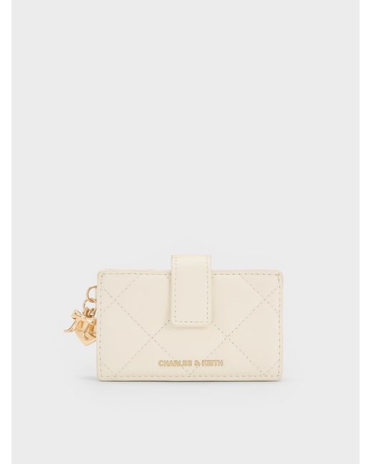 Charles & Keith Natural Arrietty Quilted Belted Card Holder