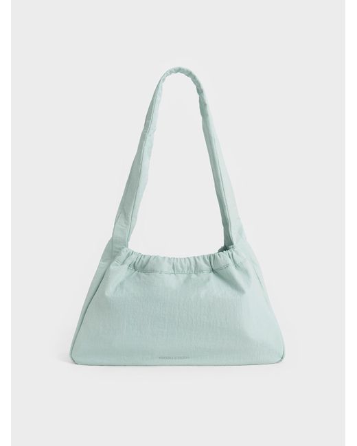 Charles & Keith Blue Terra Mesh & Nylon Shoulder Bag