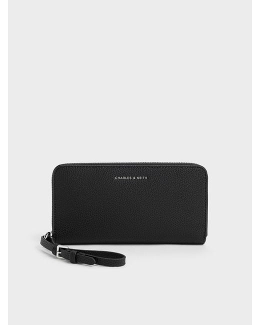 Charles & Keith Black Chance Zip-Around Long Wallet